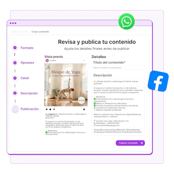 Interfaz de gestión comercial de Gurú Soluciones para organizar contactos, tareas y redes sociales con IA
